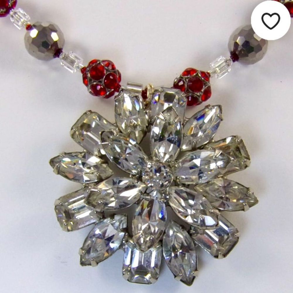 bjb Vintage Albert Weiss Brooch Pendant Necklace